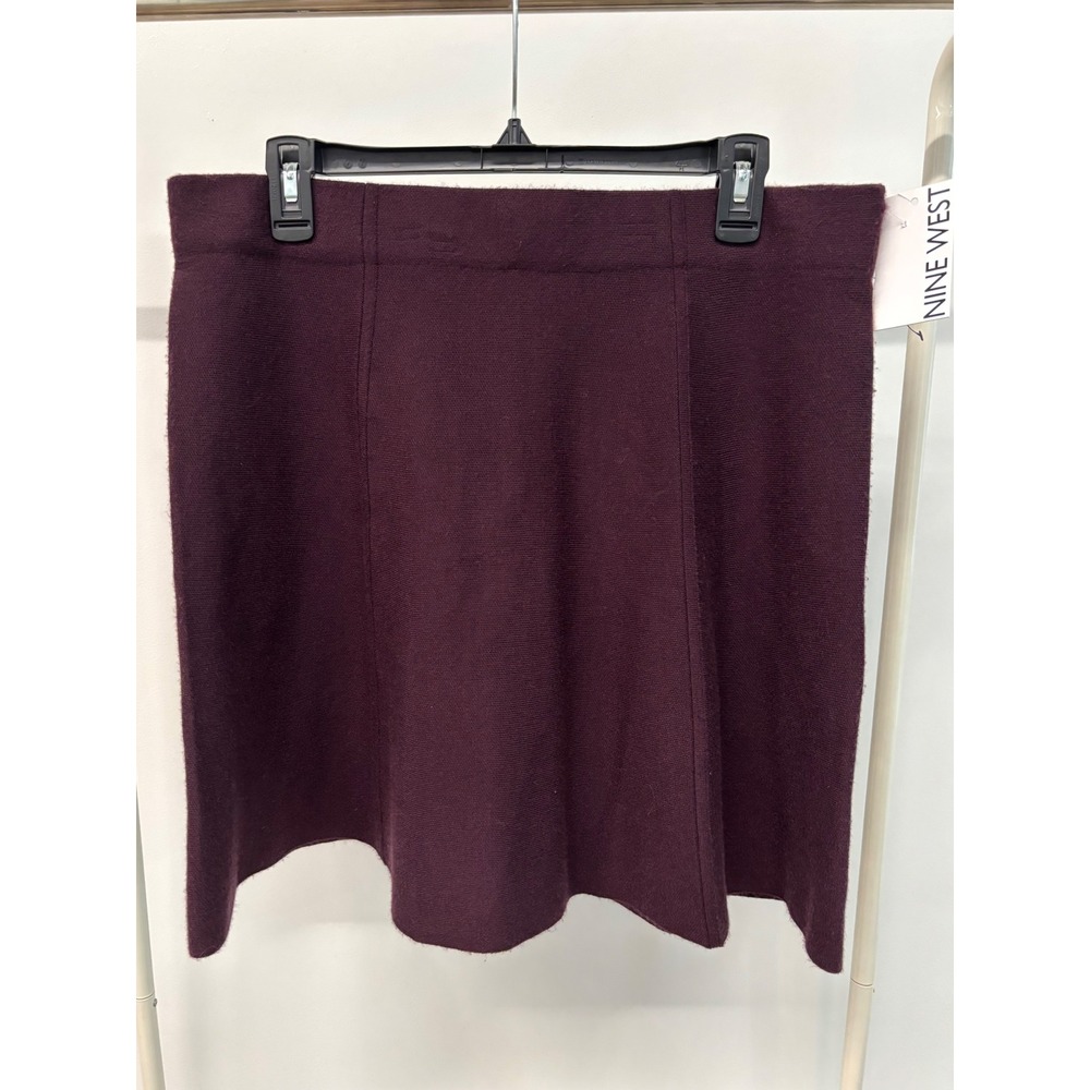 Nine West Womens Plum Burgundy Knit A-Line Sweater Skirt Large NWT